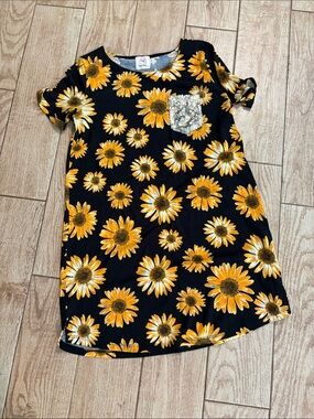 Sunflower Sequin Pocket Black Casual Dress